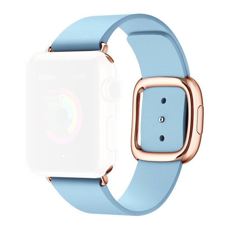 Genuine Leather Watchband Strap with Magnetic Buckle for 38mm Apple Watch Series 3 Series 2 Series 1 - Blue-1