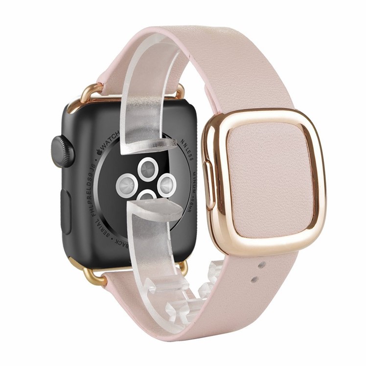 Modern Genuine Leather Watch Strap with Magnetic Buckle for 42mm Apple Watch Series 3 Series 2 Series 1 - Pink-2