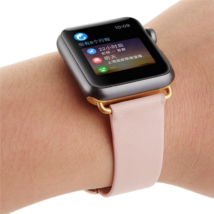 Modern Genuine Leather Watch Strap with Magnetic Buckle for 42mm Apple Watch Series 3 Series 2 Series 1 - Pink-6