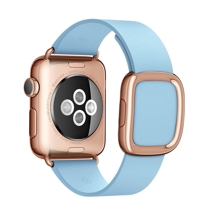Modern Genuine Leather Watch Band Strap for 42mm Apple Watch Series 3 Series 2 Series 1 - Blue-2
