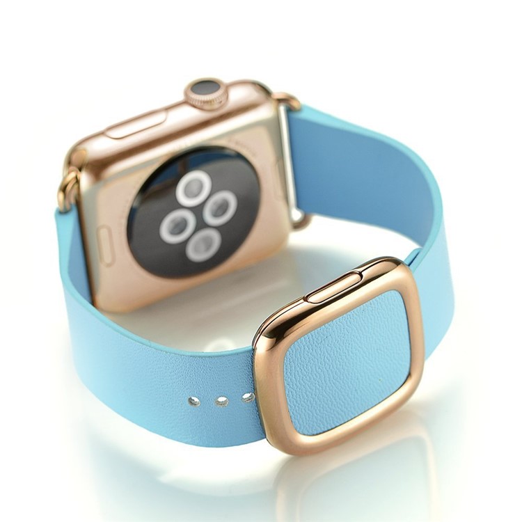 Modern Genuine Leather Watch Band Strap for 42mm Apple Watch Series 3 Series 2 Series 1 - Blue-3