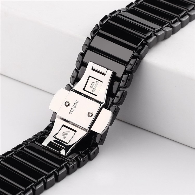 Butterfly Buckle Ceramic Watch Band for Apple Watch 42mm Series 1 Series 2 - Black-10