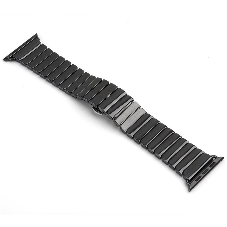 Butterfly Buckle Ceramic Watch Band for Apple Watch 42mm Series 1 Series 2 - Black-2