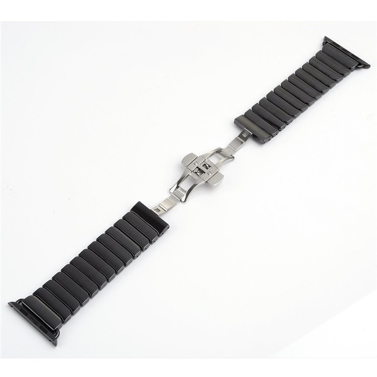 Butterfly Buckle Ceramic Watch Band for Apple Watch 42mm Series 1 Series 2 - Black-3