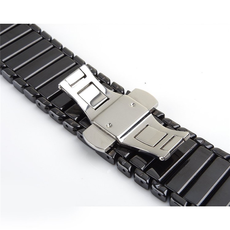 Butterfly Buckle Ceramic Watch Band for Apple Watch 42mm Series 1 Series 2 - Black-4