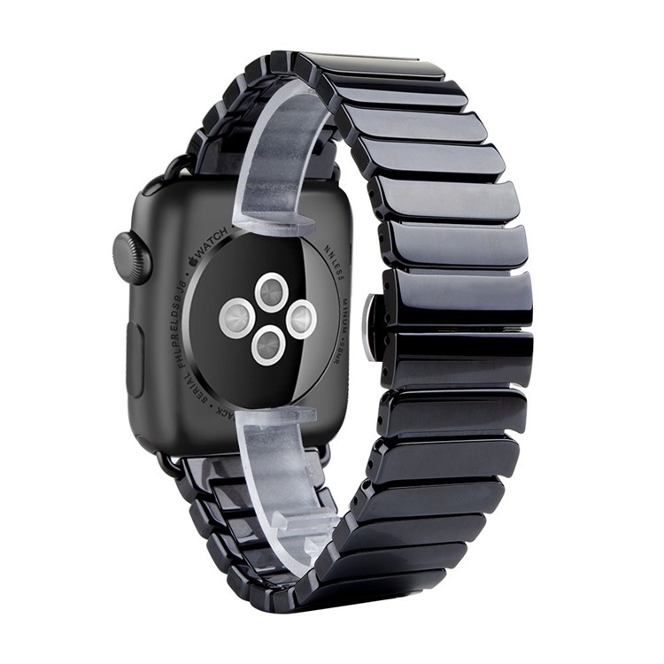 Butterfly Buckle Ceramic Watch Band for Apple Watch 42mm Series 1 Series 2 - Black-5