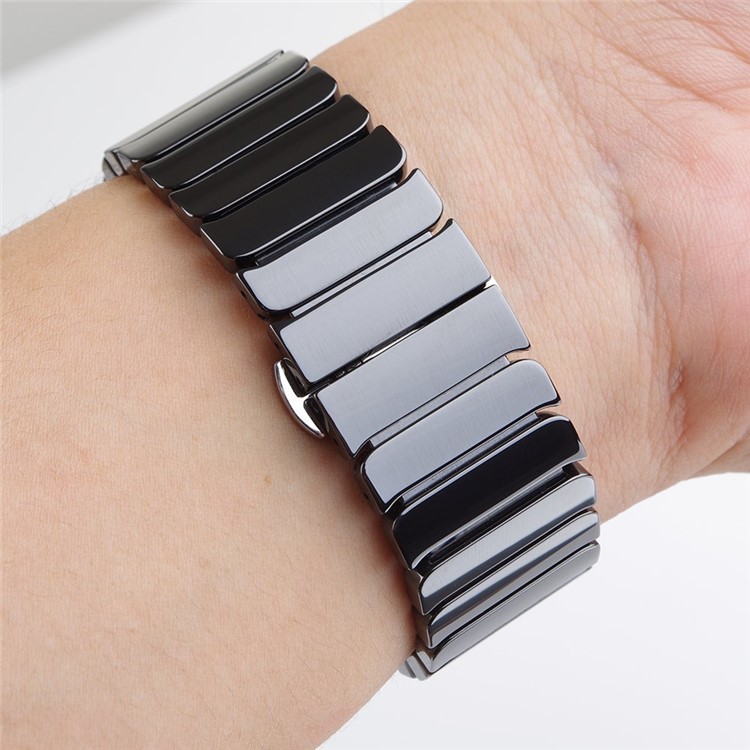 Butterfly Buckle Ceramic Watch Band for Apple Watch 42mm Series 1 Series 2 - Black-7