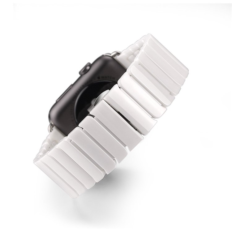 Ceramic Watch Strap Replacement with Lugs Adapters for Apple Watch 42mm Series 1 Series 2 Series 3 - White-3