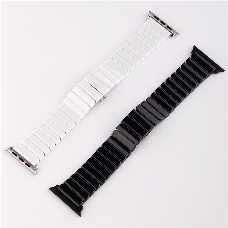 Ceramic Watch Strap Replacement with Lugs Adapters for Apple Watch 42mm Series 1 Series 2 Series 3 - White-4