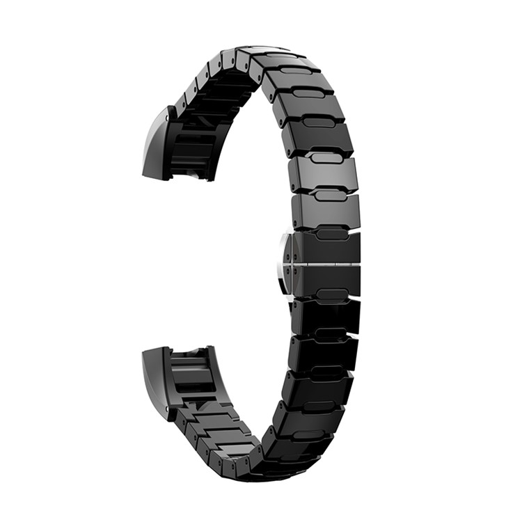 Ceramic Watchband Strap with Butterfly Closure for Fitbit Alta / Alta HR - Black-1