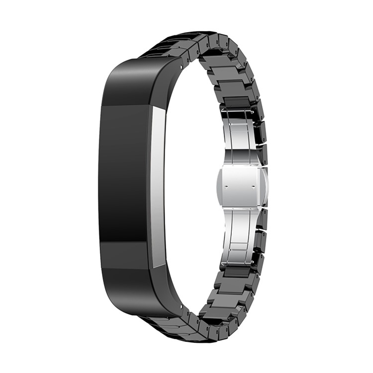 Ceramic Watchband Strap with Butterfly Closure for Fitbit Alta / Alta HR - Black-2