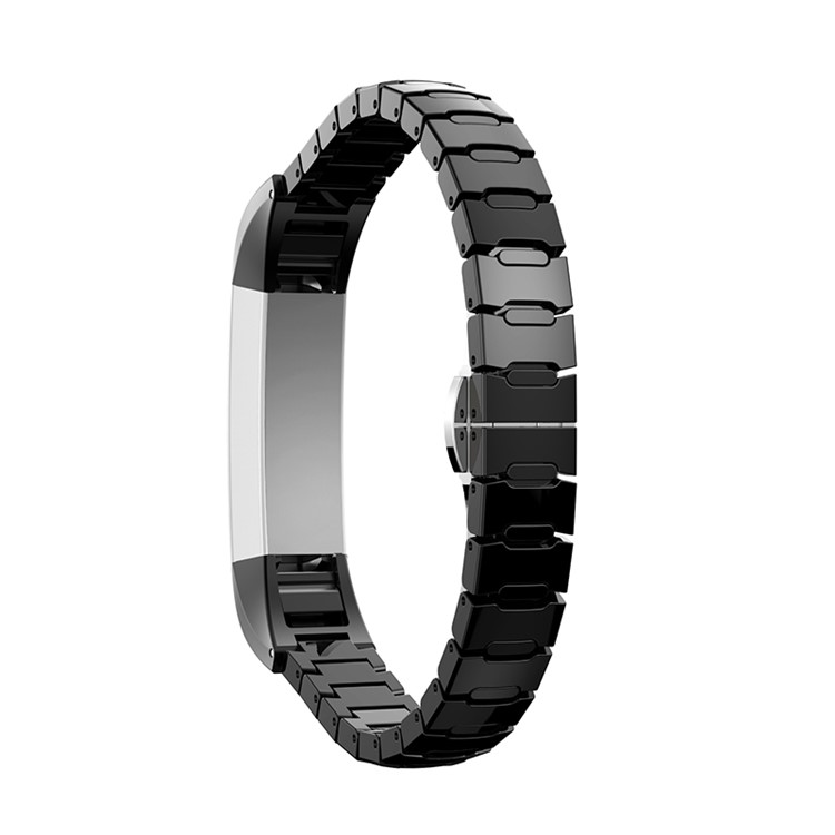 Ceramic Watchband Strap with Butterfly Closure for Fitbit Alta / Alta HR - Black-3