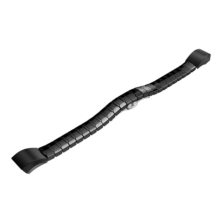 Ceramic Watchband Strap with Butterfly Closure for Fitbit Alta / Alta HR - Black-4