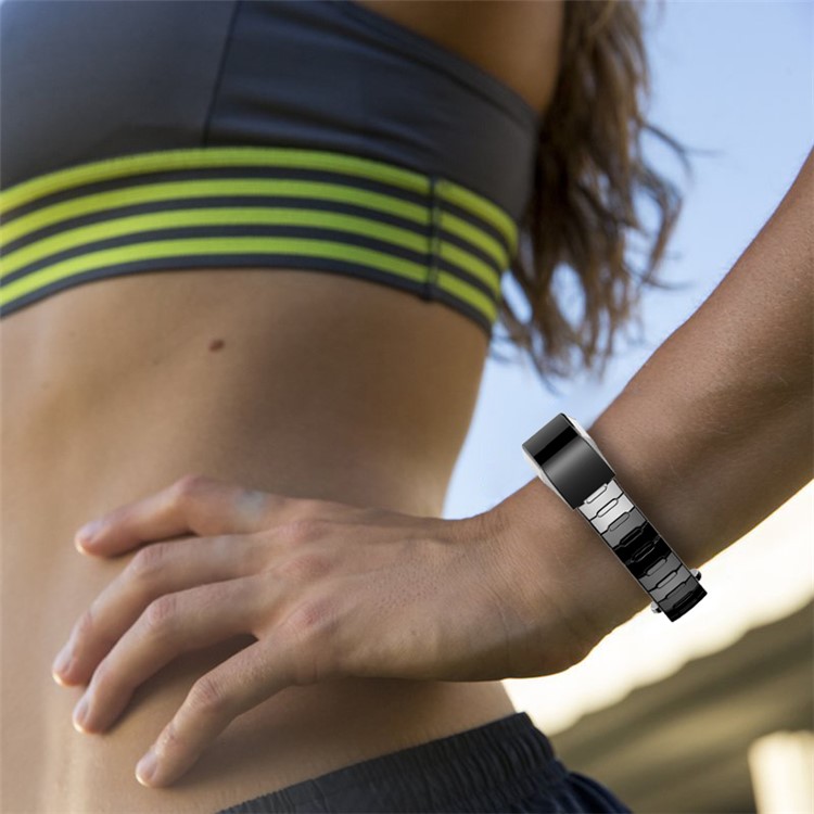 Ceramic Watchband Strap with Butterfly Closure for Fitbit Alta / Alta HR - Black-5