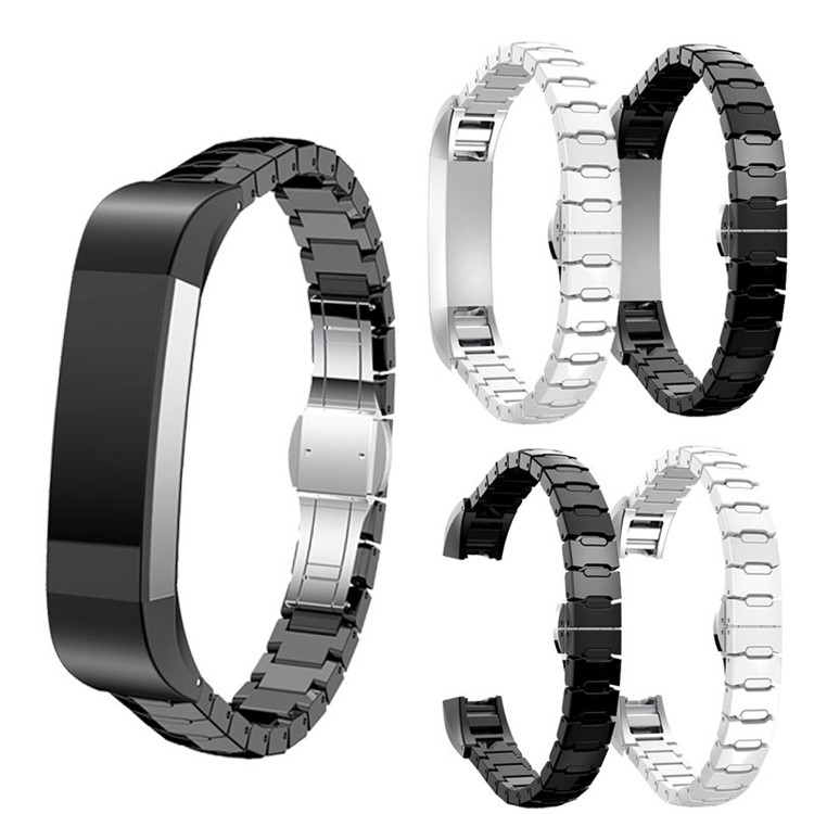 Ceramic Watchband Strap with Butterfly Closure for Fitbit Alta / Alta HR - Black-7