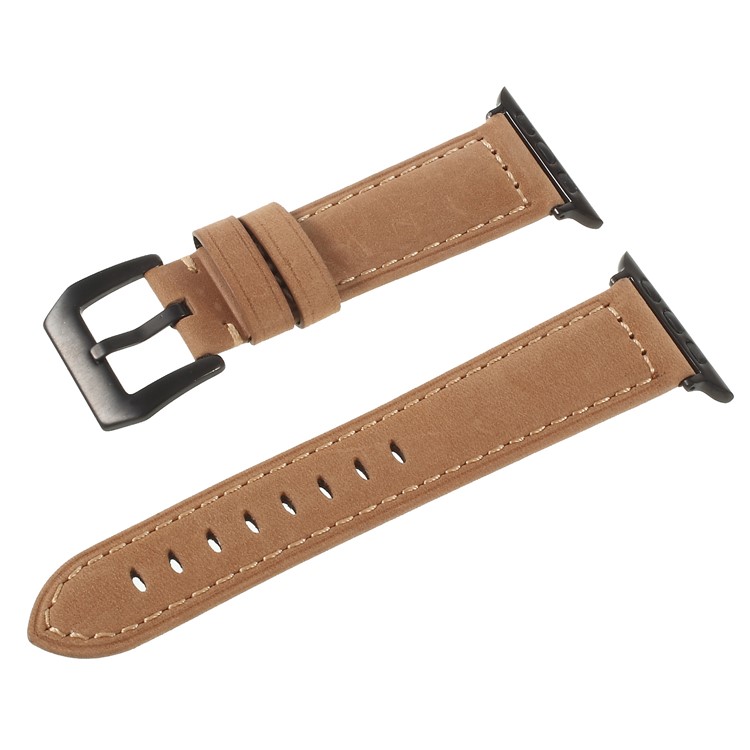 Matte Skin Genuine Leather Hand-made Watchband Strap for Apple Watch Series 4 44mm / Series 3 2 1 42mm - Khaki