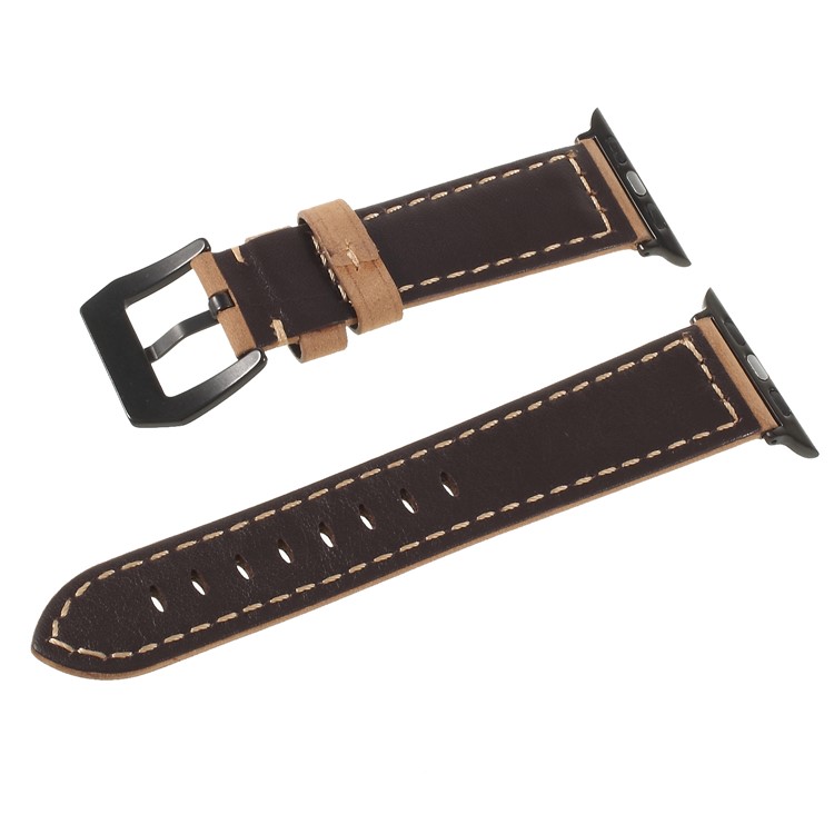 Matte Haut Aus Echtem Leder Handgefertigt Armband Armband Für Apple Watch 42mm Serie 3 2 1 - Khaki-2