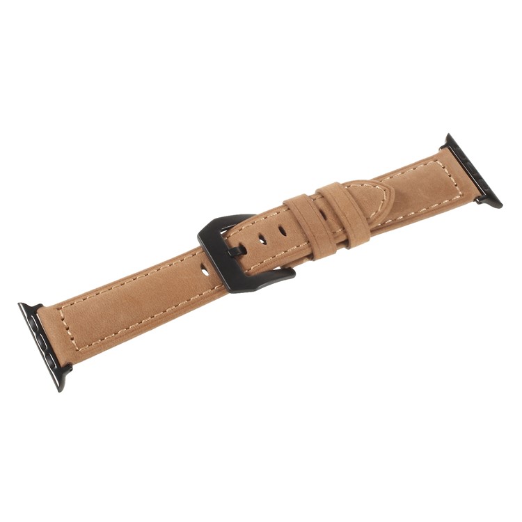Matte Haut Aus Echtem Leder Handgefertigt Armband Armband Für Apple Watch 42mm Serie 3 2 1 - Khaki-3