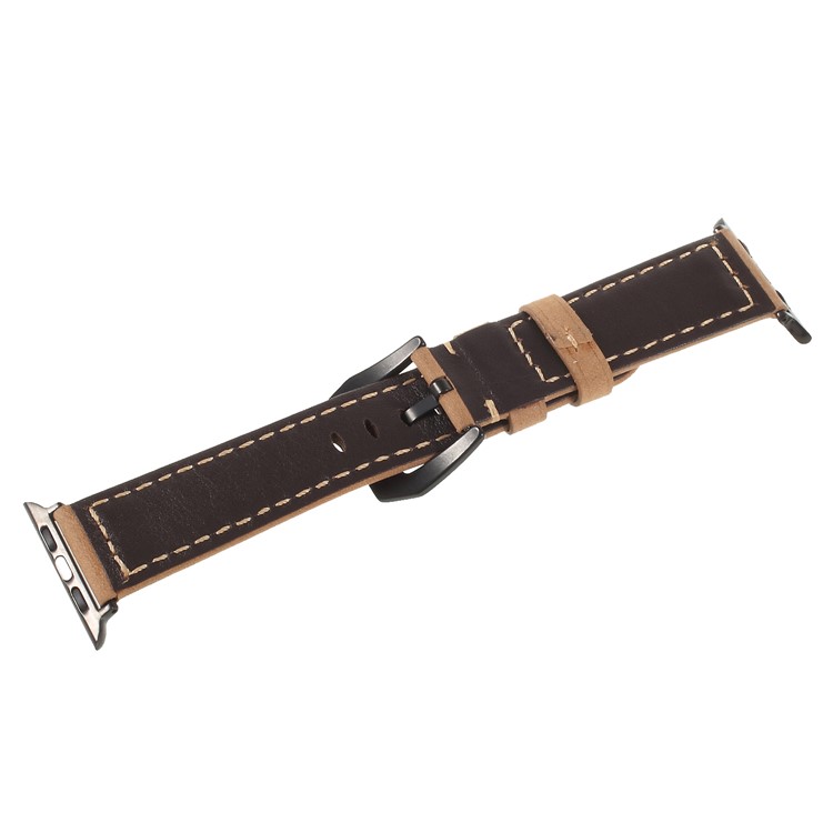 Matte Haut Aus Echtem Leder Handgefertigt Armband Armband Für Apple Watch 42mm Serie 3 2 1 - Khaki-4