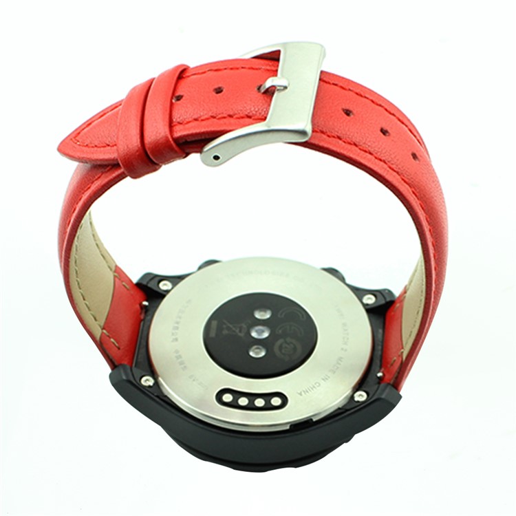 Genuine Leather Watch Bracelet Strap for Huawei Watch 2 - Red-5