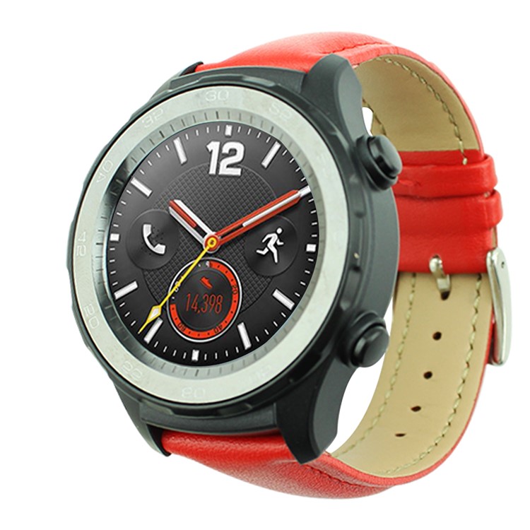 Genuine Leather Watch Bracelet Strap for Huawei Watch 2 - Red-7