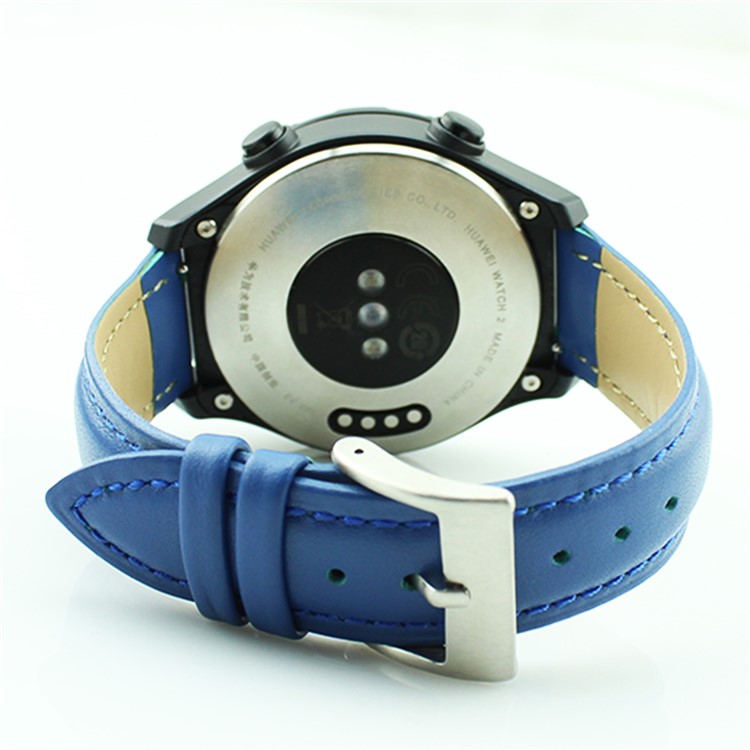 Genuine Leather Watch Band with Classic Buckle for Huawei Watch 2 - Blue-6