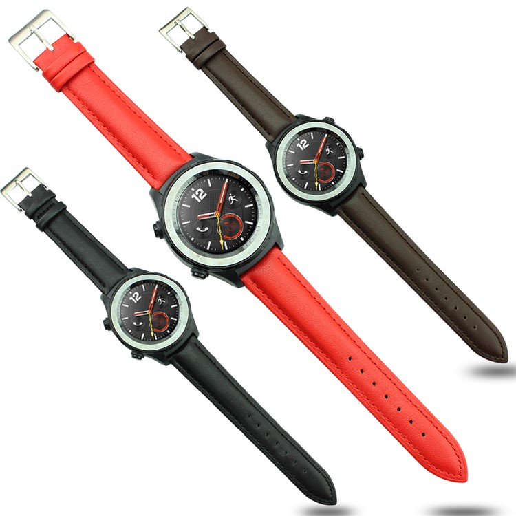 Genuine Leather Watch Band with Classic Buckle for Huawei Watch 2 - Blue-7