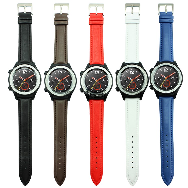 Genuine Leather Watch Band with Classic Buckle for Huawei Watch 2 - Blue-8