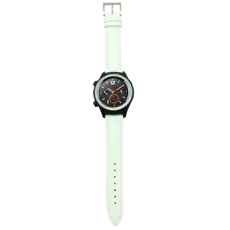 Crocodile Texture Genuine Leather Watch Wrist Strap for Huawei Watch 2 - White-2
