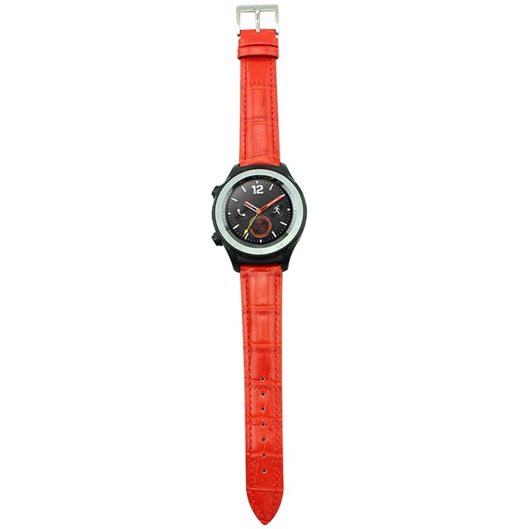 Crocodile Texture Genuine Leather Watch Bracelet Band for Huawei Watch 2 - Red-2