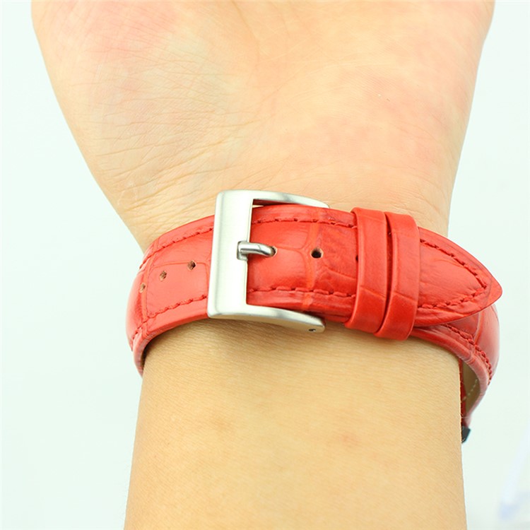 Crocodile Texture Genuine Leather Watch Bracelet Band for Huawei Watch 2 - Red-6