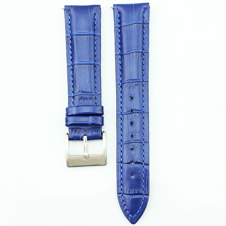 Crocodile Texture Genuine Leather Watch Strap with Classic Buckle for Huawei Watch 2 - Blue-3