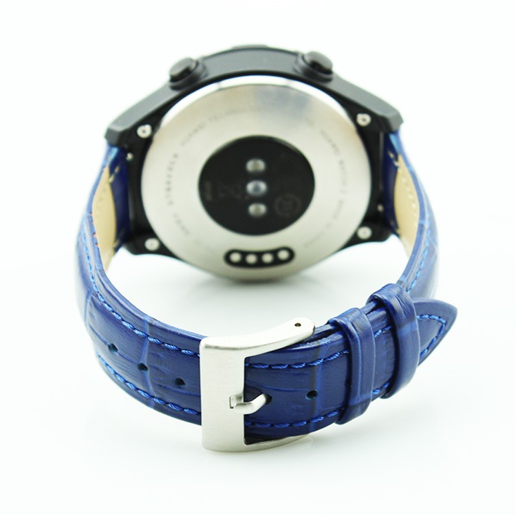 Crocodile Texture Genuine Leather Watch Strap with Classic Buckle for Huawei Watch 2 - Blue-4