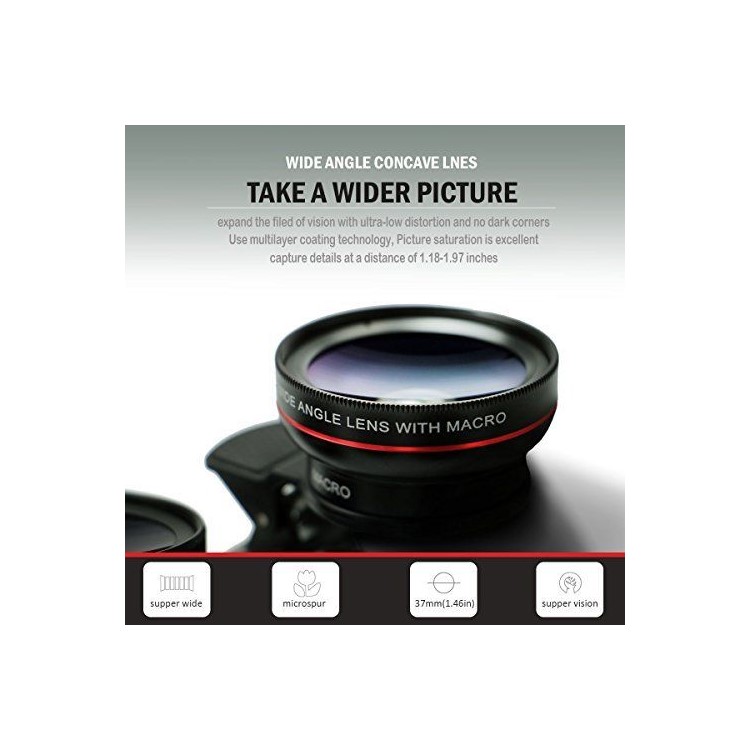 MACTREM 2 in 1 Wide Angle + Macro Universal Cell Phone Lens Kit for iPhone 6s / 6s Plus etc.-3