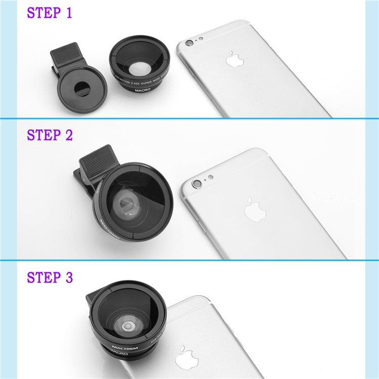 MACTREM 2 in 1 Wide Angle + Macro Universal Cell Phone Lens Kit for iPhone 6s / 6s Plus etc.-4