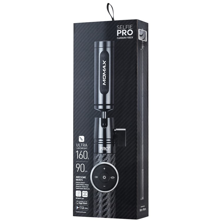 MOMAX Selfie Pro Leather Extendable Bluetooth Selfie Stick Monopod with 1/4" Screw for Phones, Gopro and Cameras - Black-18