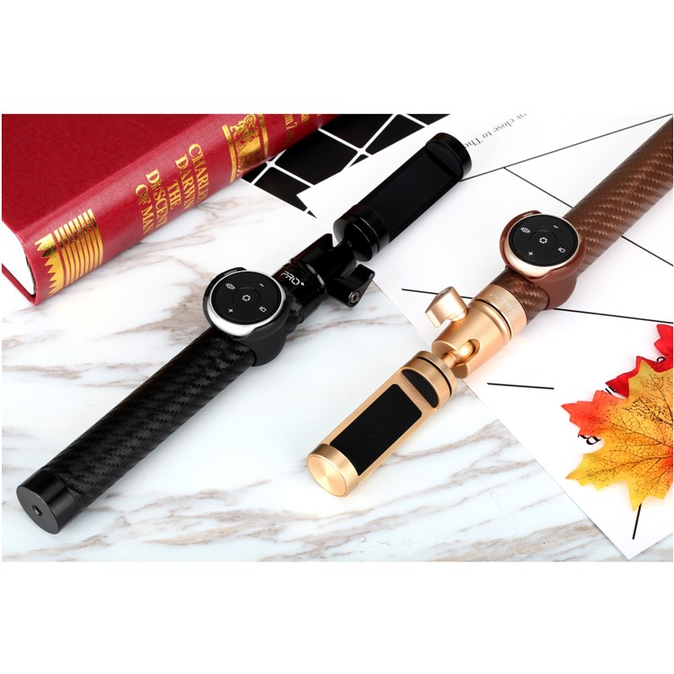 MOMAX Selfie Pro Leather Handheld Smart Bluetooth Selfie Stick Monopod for Phones, Gopro and Cameras - Gold Color-16