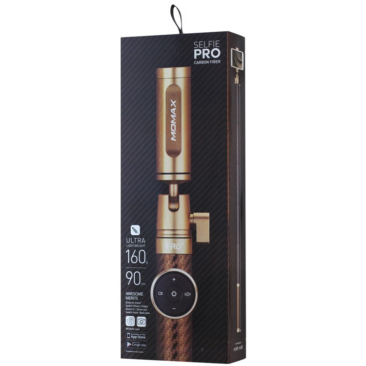 MOMAX Selfie Pro Leather Handheld Smart Bluetooth Selfie Stick Monopod for Phones, Gopro and Cameras - Gold Color-18