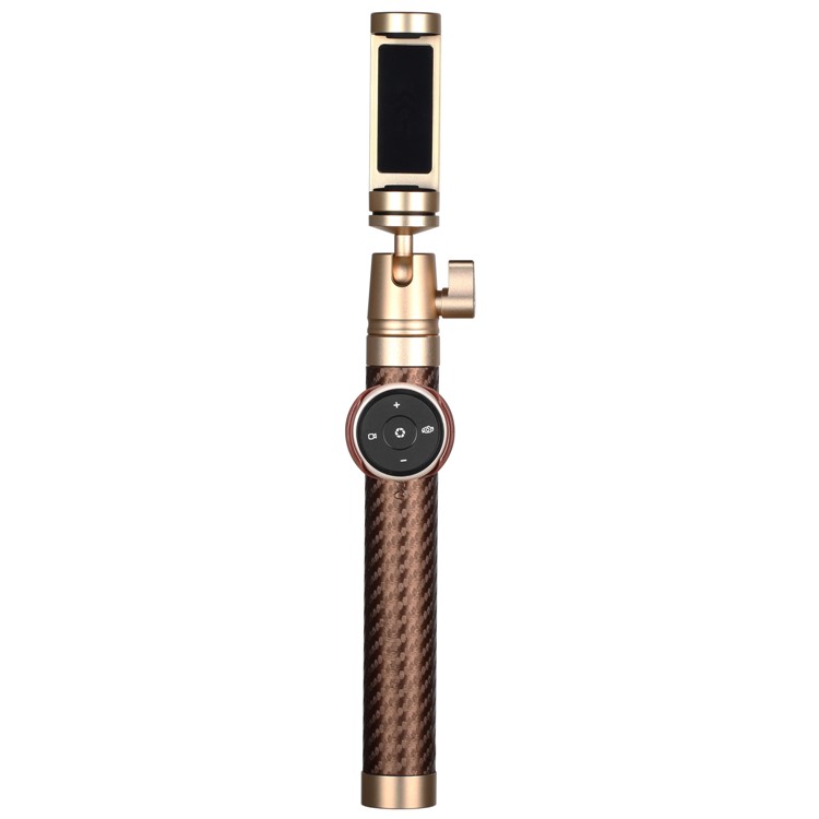 MOMAX Selfie Pro Leather Handheld Smart Bluetooth Selfie Stick Monopod for Phones, Gopro and Cameras - Gold Color-2