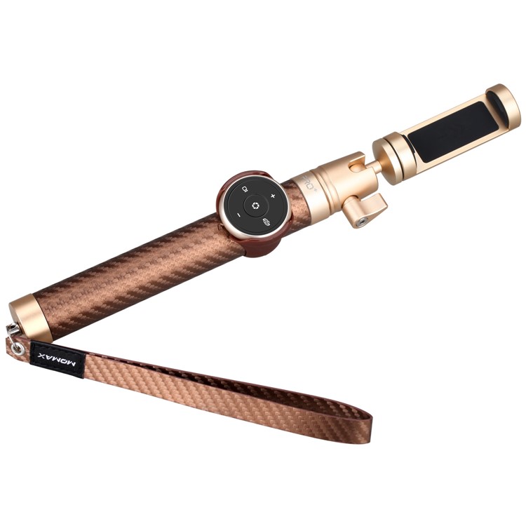MOMAX Selfie Pro Leather Handheld Smart Bluetooth Selfie Stick Monopod for Phones, Gopro and Cameras - Gold Color-5