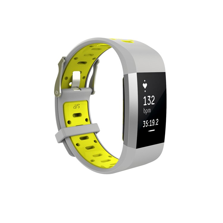 10Pcs/Set Bi-color Soft Silicone Watch Strap Replacement for Fitbit Charge 2, Size: L-14