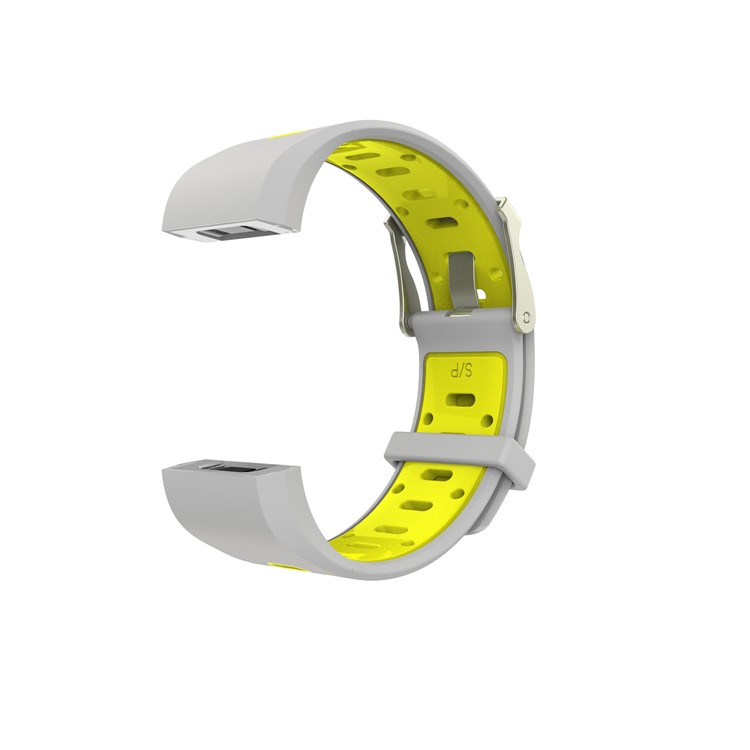 10Pcs/Set Bi-color Soft Silicone Watch Strap Replacement for Fitbit Charge 2, Size: L-16