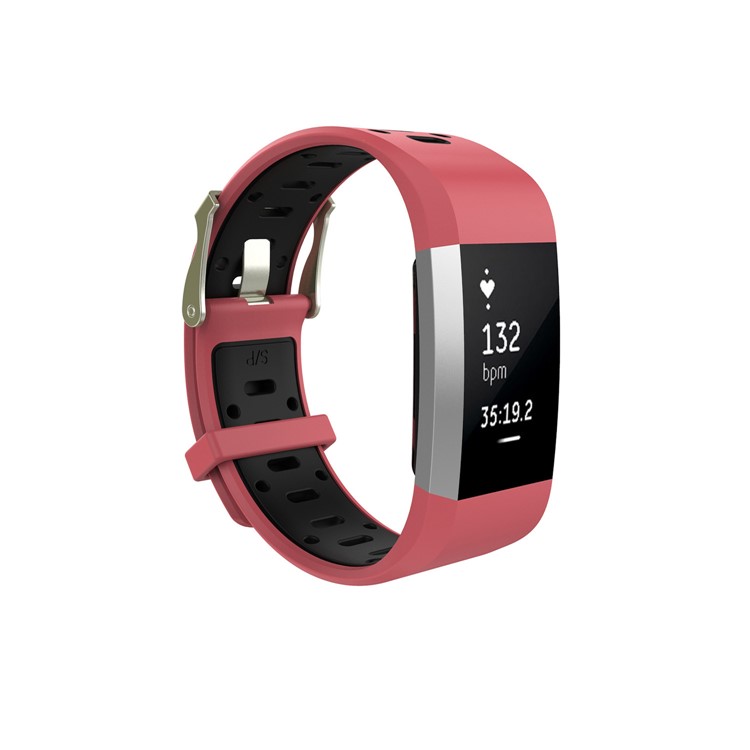 10Pcs/Set Bi-color Soft Silicone Watch Strap Replacement for Fitbit Charge 2, Size: L-17