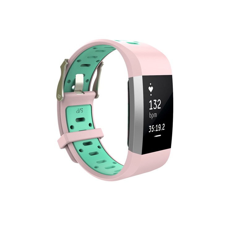10Pcs/Set Bi-color Soft Silicone Watch Strap Replacement for Fitbit Charge 2, Size: L-20