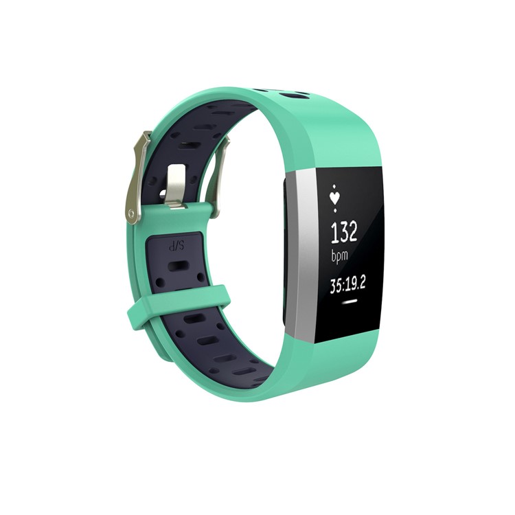 10Pcs/Set Bi-color Soft Silicone Watch Strap Replacement for Fitbit Charge 2, Size: L-23