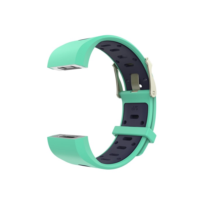 10Pcs/Set Bi-color Soft Silicone Watch Strap Replacement for Fitbit Charge 2, Size: L-24