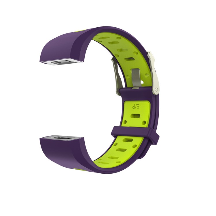 10Pcs/Set Bi-color Soft Silicone Watch Strap Replacement for Fitbit Charge 2, Size: L-29