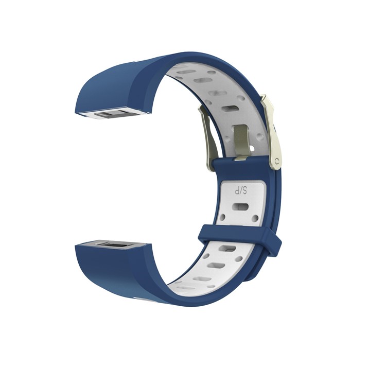 10Pcs/Set Bi-color Soft Silicone Watch Strap Replacement for Fitbit Charge 2, Size: L-30