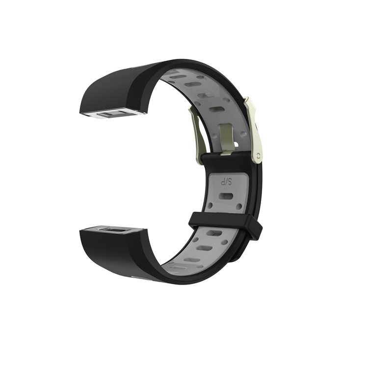 10Pcs/Set Bi-color Soft Silicone Watch Strap Replacement for Fitbit Charge 2, Size: L-4