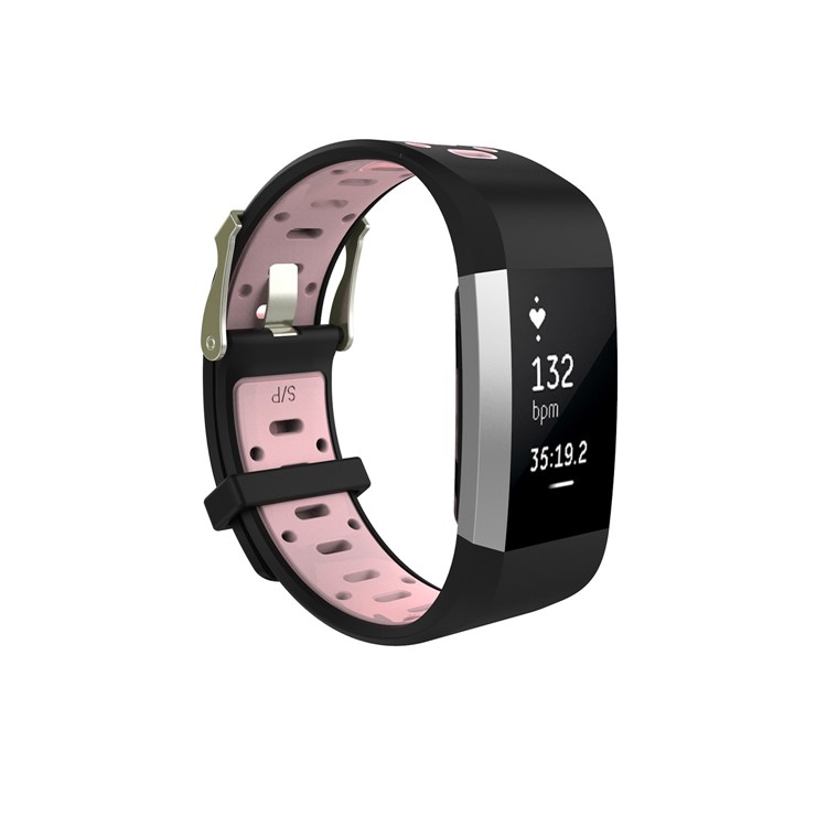 10Pcs/Set Bi-color Soft Silicone Watch Strap Replacement for Fitbit Charge 2, Size: L-5